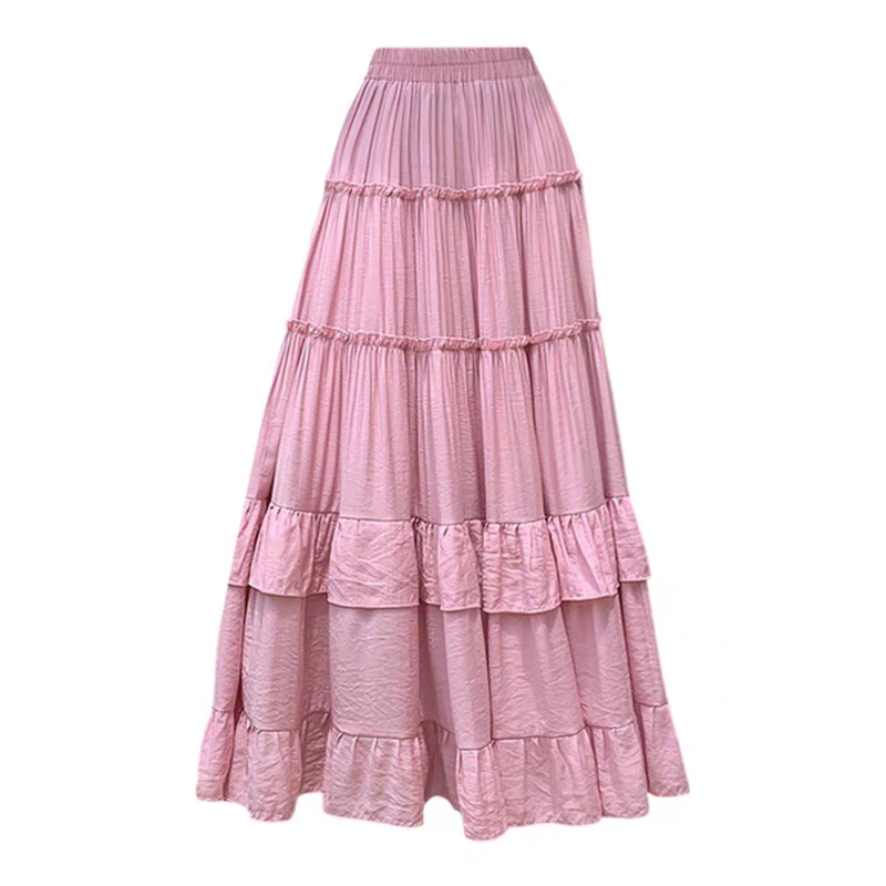 High Waist Flowy ALine Maxi Skirt White Tiered Ruffle Hem Skirt Summer Chiffon Layered Pleated Skir 4