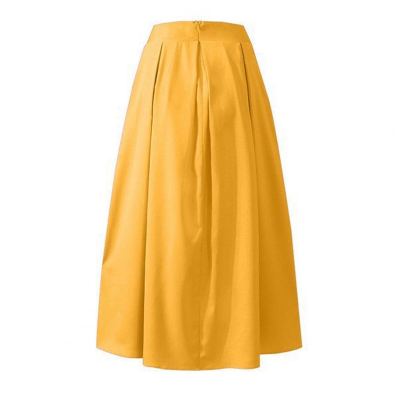 Elegant Flowy High Waist Maxi Skirt for Women, Long Skirt with Pockets, Breathable Slimming Fit for Parties