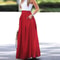 Elegant Flowy High Waist Maxi Skirt for Women, Long Skirt with Pockets, Breathable Slimming Fit for Parties