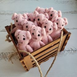 Knitted stuffed pig / Piggy small stuffed toy