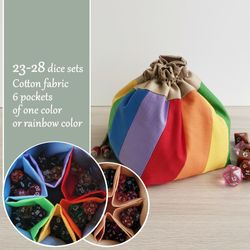 Rainbow dice bag with pockets