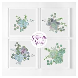 succulent set cross stitch pattern - counted cross stitch pattern - hand embroidery - modern pattern - digital pdf file