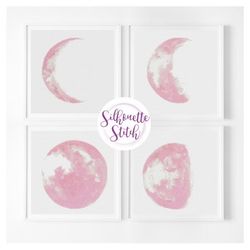 moon phases watercolor cross stitch pattern - modern cross stitch pattern - counted cross stitch pattern - hand embroide