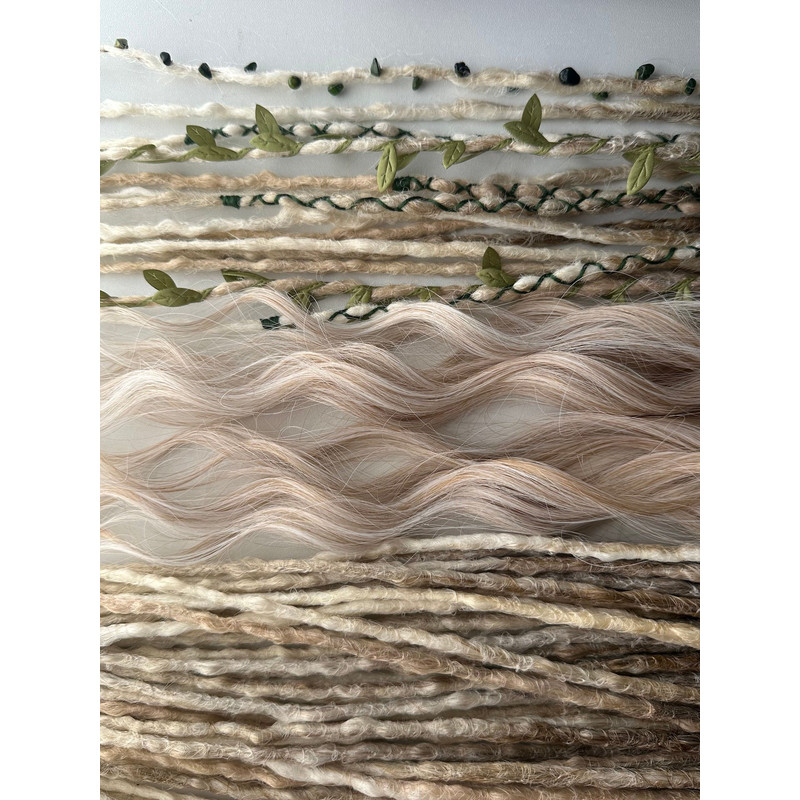 Earthy Blonde Dreadlocks  Faux Crochet Dreads With Braids Waves  Leaf Accents 0