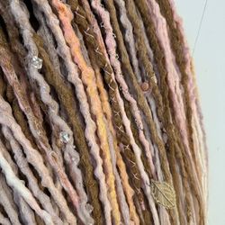 pastel crochet dreads with crystals and beads | soft blonde, beige and pink dreadlock extensions