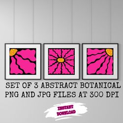 abstract botanical wall art, set of 3 abstract botanical, botanical aesthetic, botanical wall art print