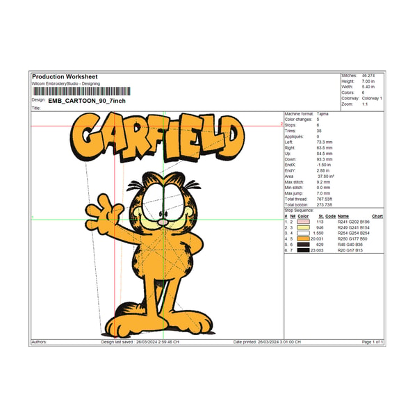 Garfield the Cat Embroidery Design, Garfield Machine Embroid | Inspire ...