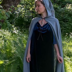 Linen Cloak Strider Gray-Blue color (inspired Aragorn LOTR) with/or without lorien leaf brooch