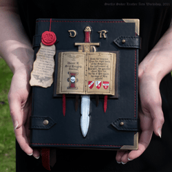 Leather Journal The Diary of Grey Knights inspired universe Warhammer 40.000 / handmade / 6 x 8 inches / hand painting