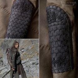 Hand-embroidered leather overlay for Strider's Duster / inspired LOTR / style fantasy / LOTR outfit / LOTR cosplay