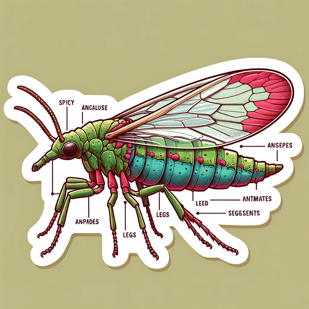 DALL·E 2024-01-26 01.03.06 - Create an educational sticker featuring a detailed illustration of an aphid. The sticker should be colorful and engaging, aiming to