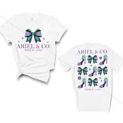 Ariel and company sublimation design png bundle front and back shoes and bow shirt vacation magic princess