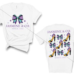 Jasmine and co. sublimation design png bundle front and back shoes and bow shirt vacation magic princess