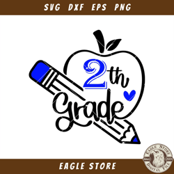 2th Grade Apple Svg, First Day of School Svg, 2th Grade