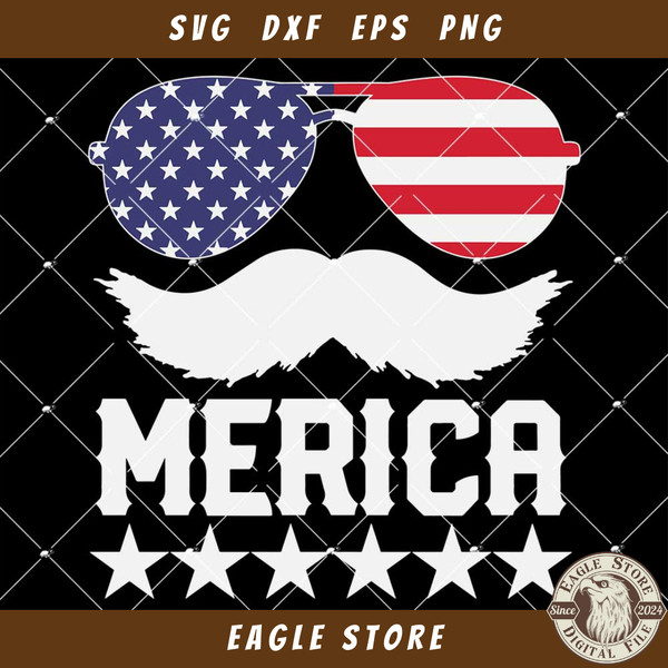 America Flag Mustache 4th of July Svg, Merica 1776 Svg.jpg