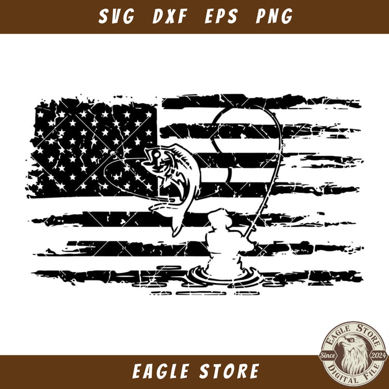 American Flag Fishing Svg, Fisherman Silhouette, Fishing Svg.jpg