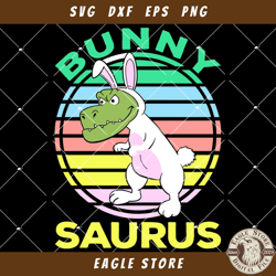 Bunny Saurus Easter Svg, T rex Retro Pastel Sunset Svg
