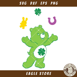 care bears lucky clover st patricks day svg, happy luck svg