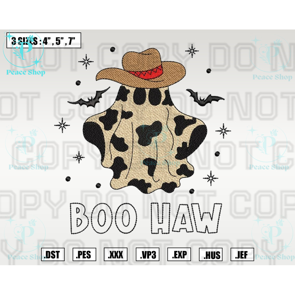 Boo Haw Embroidery Design, Halloween Machine Embroidery Files , 3 Sizes , Digital Download.png