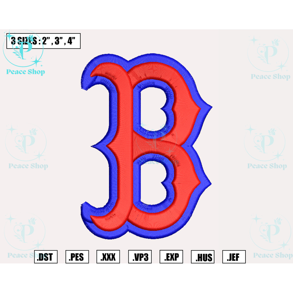 Boston Red Sox Logo 3D Embroidery Designs, MLB Logo Embroidery Files, Machine Embroidery Design File, Digital Download.png