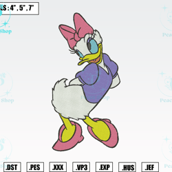 disney daisy duck embroidery designs, machine embroidery files, disney embroidery files