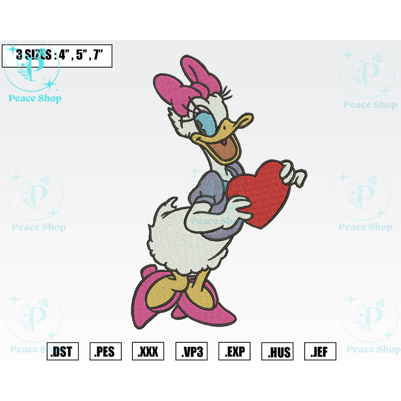 Disney Daisy Duck Embroidery Designs, Machine Embroidery Files, Valentine Embroidery Files.png