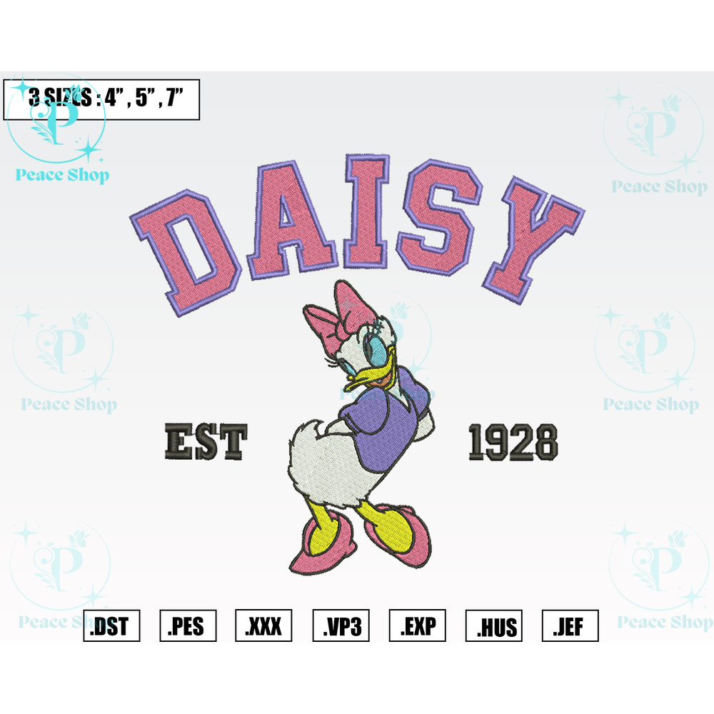 Disney Daisy Duck Est 1928 Embroidery Designs, Machine Embroidery Files, Disney Embroidery Files.png