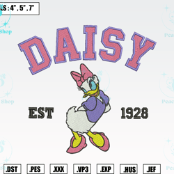disney daisy duck est 1928 embroidery designs, machine embroidery files, disney embroidery files