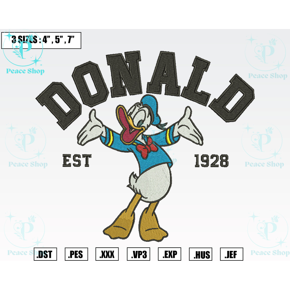 Disney Donald Est 1928 Embroidery Designs, Machine Embroidery Files, Disney Embroidery Files.png