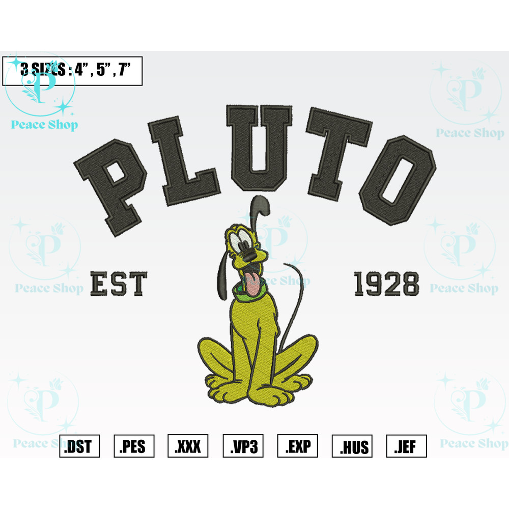 Disney Pluto Est 1928 Embroidery Designs, Machine Embroidery Files, Disney Embroidery Files.png