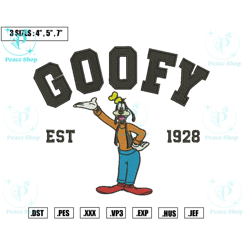 Goofy Est 1928 Embroidery Designs, Machine Embroidery Files, Disney Embroidery Files.png