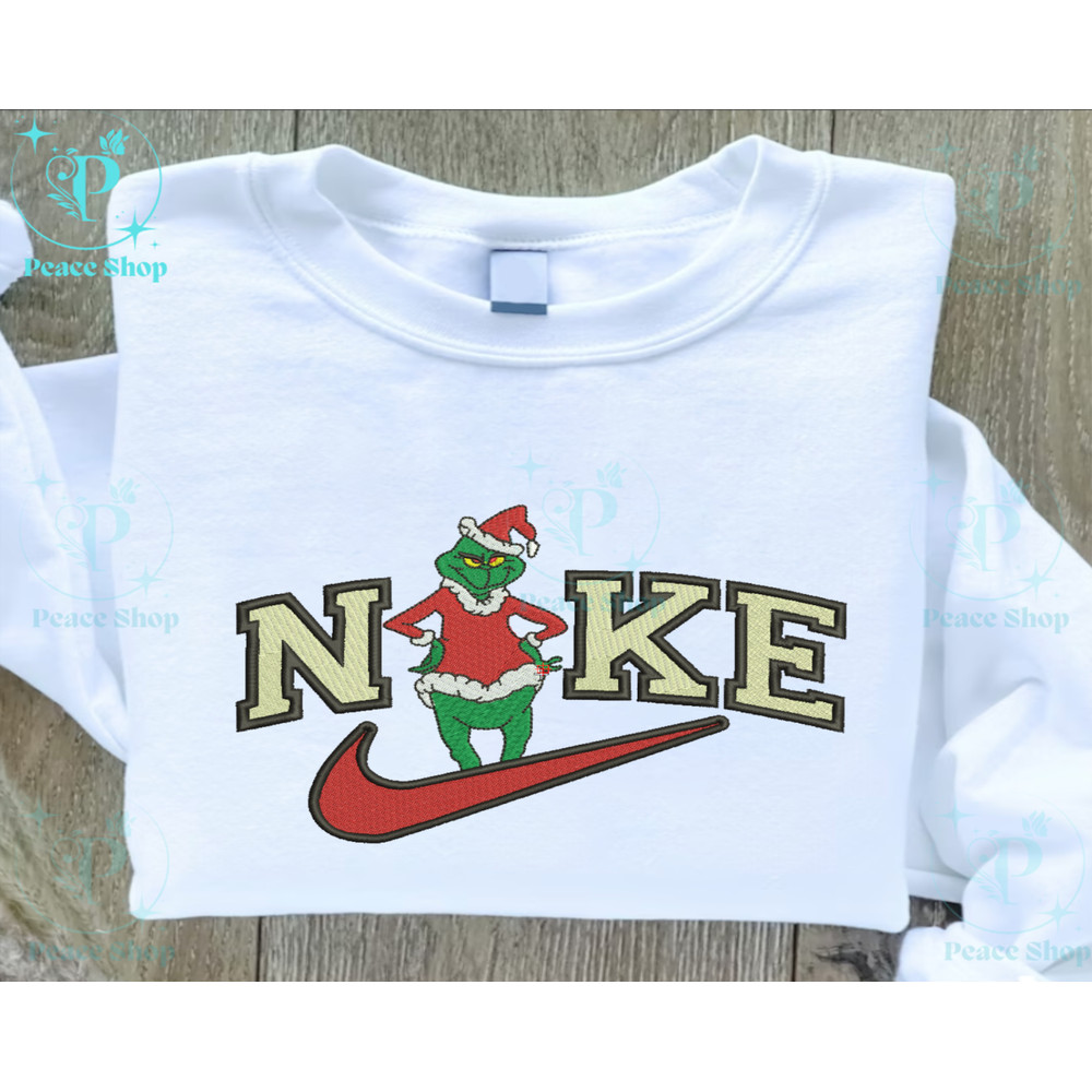 Grinch Nike Christmas Embroidered Sweatshirt, Christmas Embroidered Sweater, Nike Hoodie, Unisex Shirt.png