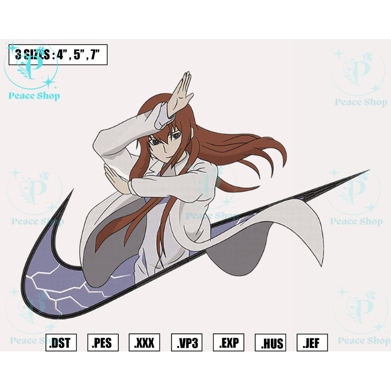 Kurisu Makise x Nike Embroidery Designs File, Anime Steins Gate Machine Embroidery Designs, Digital Download.png