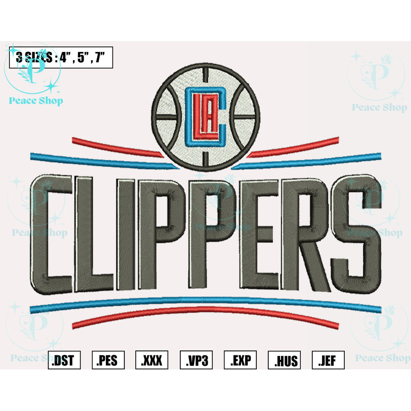 LA Clippers Embroidery Designs, NBA Logo Embroidery Files, Pacific, Machine Embroidery Design File, Instant Download.png