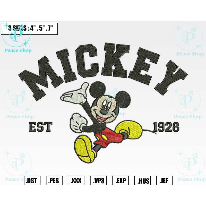 Mickey Mouse Est 1928 Embroidery Designs, Machine Embroidery Files, Disney Embroidery Files.png