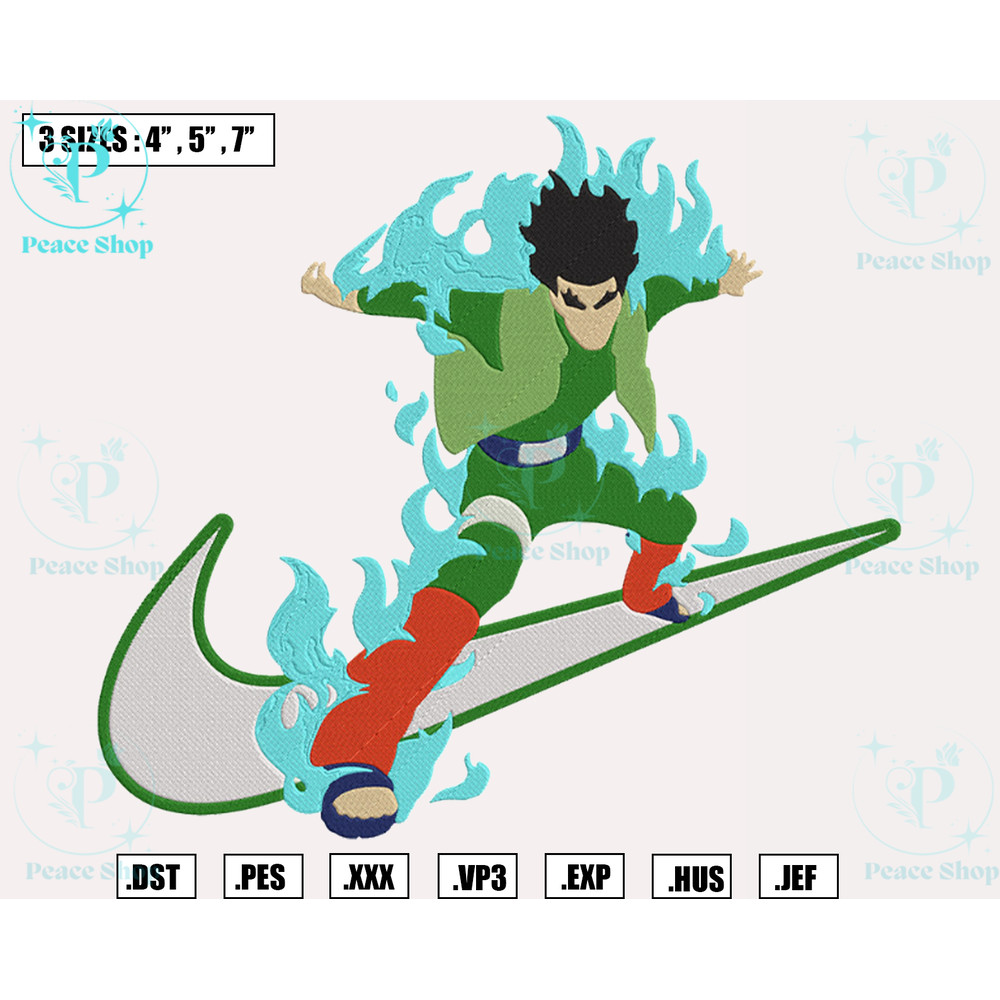 Might Guy Attack Nike Embroidery Designs File, Nike Machine Embroidery Designs, Machine Embroidery Design File.png
