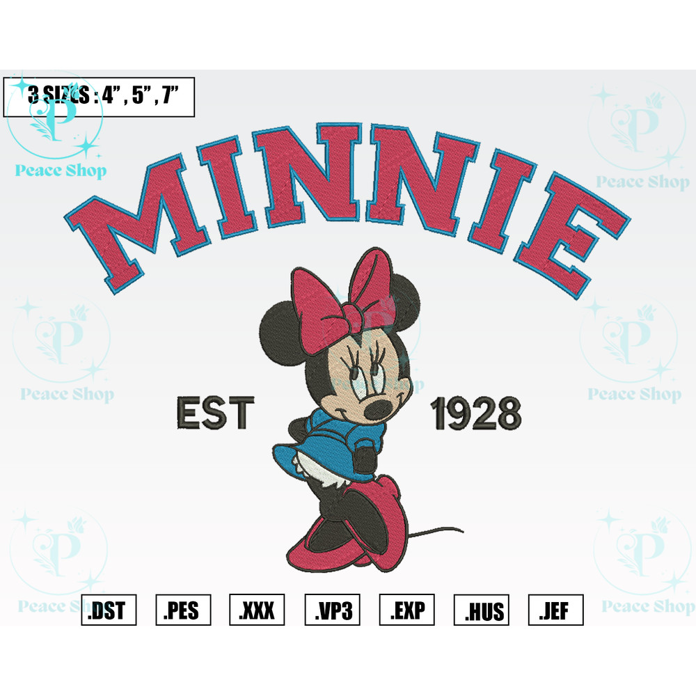 Minnie Mouse Est 1928 Embroidery Designs, Machine Embroidery Files, Disney Embroidery Files.png
