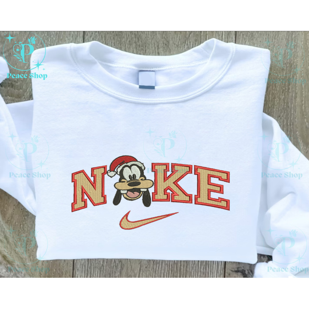 Nike Goofy Santa Hat Embroidered Sweatshirt, Christmas Embroidered Sweater, Nike Hoodie, Unisex Shirt.png