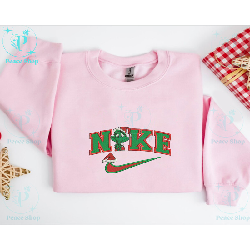 Nike Grinch Christmas Embroidered Sweatshirt, Nike Embroidered Sweater, Christmas Hoodie, Unisex Shirt.png