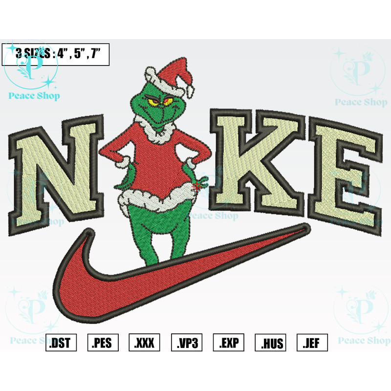 Nike Grinch Christmas Embroidery File, Christmas Embroidery Designs, Machine Embroidery Design Filels.png