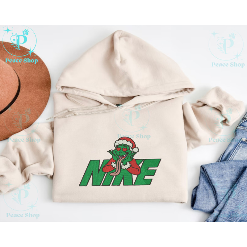 Nike Logo Santa Grinch Christmas Embroidered Sweatshirt, Christmas Embroidered Sweater, Nike Hoodie, Unisex Shirt.png