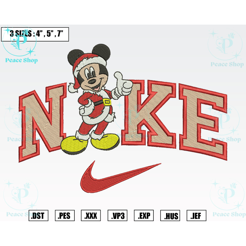 Nike Mickey Mouse Christmas Embroidery Designs, Christmas Embroidery Files, Machine Embroidery Pattern.png