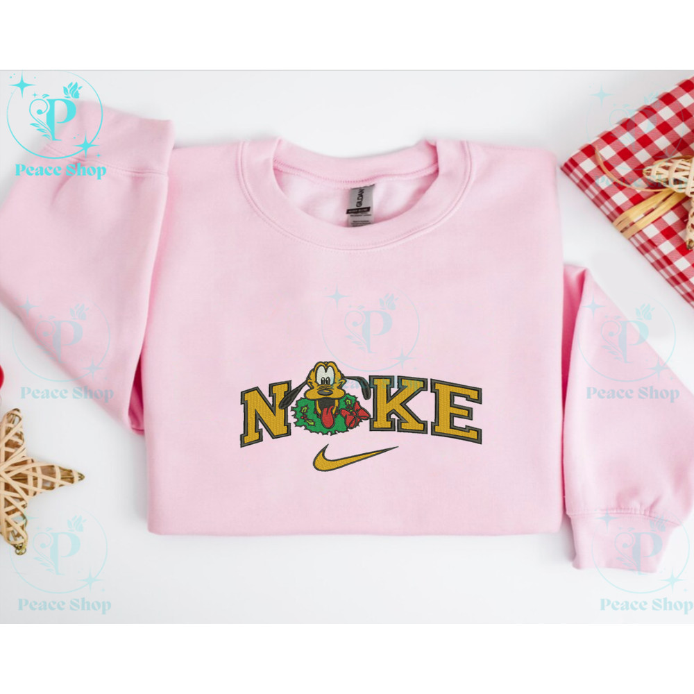 Nike Pluto Christmas Embroidered Sweatshirt, Nike Embroidered Sweater, Christmas Hoodie, Unisex Shirt.png