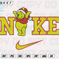 nike winnie the pooh christmas embroidery designs, machine embroidery files, christmas embroidery files