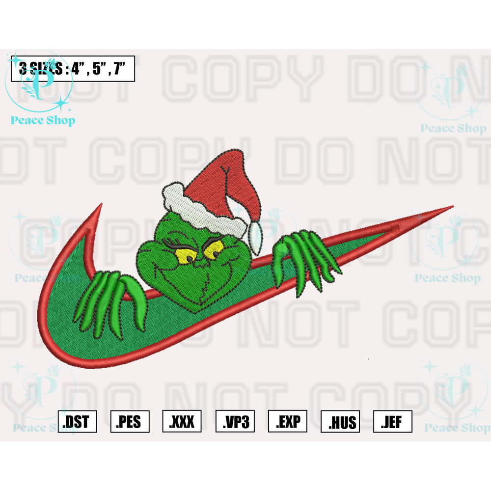 Nike X Grinch Christmas Embroidery Designs, Machine Embroidery Files, Christmas Embroidery Files.png