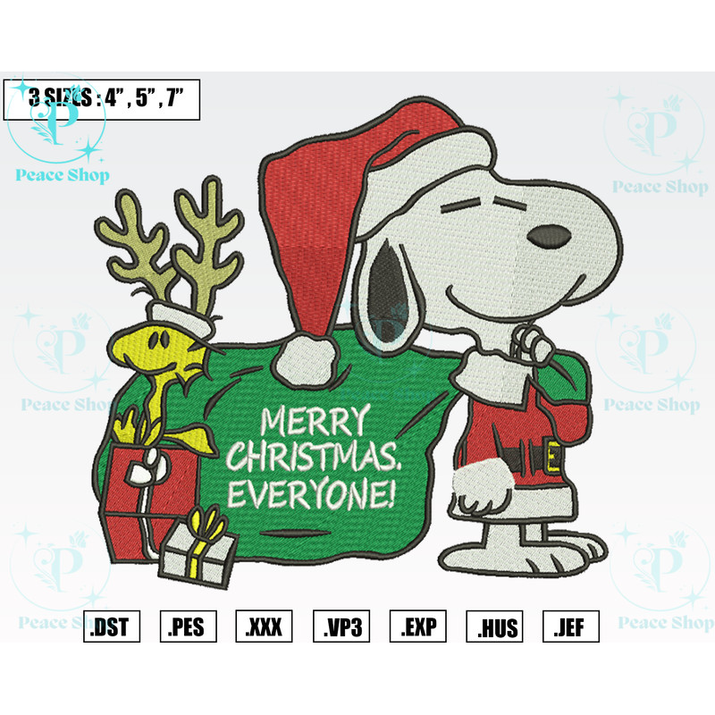 Snoopy Christmas Embroidery File, Christmas Embroidery Designs, Machine Embroidery Design Files.png