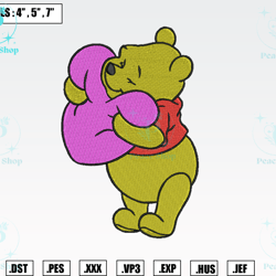 winnie the pooh embroidery designs, machine embroidery files, valentine embroidery files 1