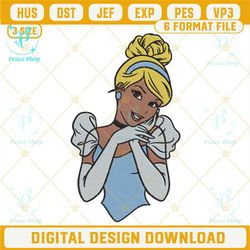 black cinderella princess embroidery designs, disney girl machine embroidery files.jpg