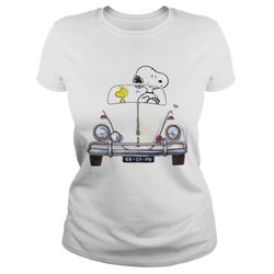 snoopy and woodstock driving volkswagen beetle shirt