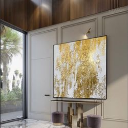 modern abstract art with gold accents – premium canvas paintings for luxury spaces